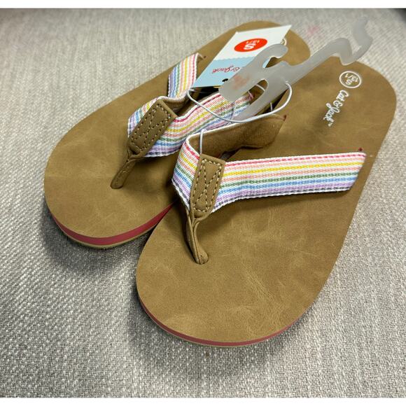 NWT Girls Cat & Jack Tan Ava Tong Sandals - Small (13/1) - Picture 1 of 4
